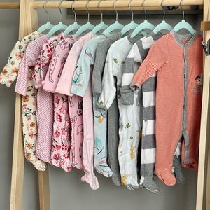 Baby Girl Footed Pajamas Bundle 10 pieces